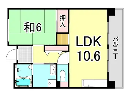 UR浜甲子園なぎさ街 20号棟(1DK/5階)の間取り写真