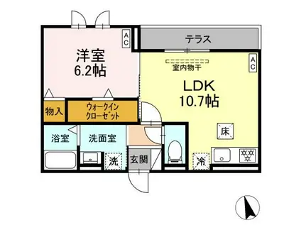 セレスティア長良 イースト(1LDK/1階)の間取り写真