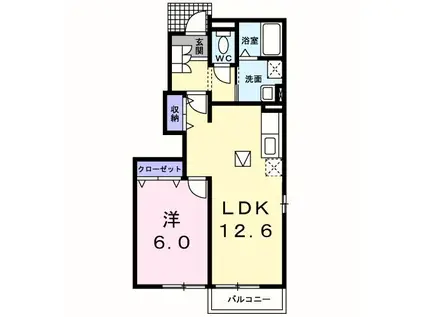 メゾン双鶴A(1LDK/1階)の間取り写真