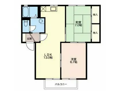 メルベール西富田(2LDK/2階)の間取り写真