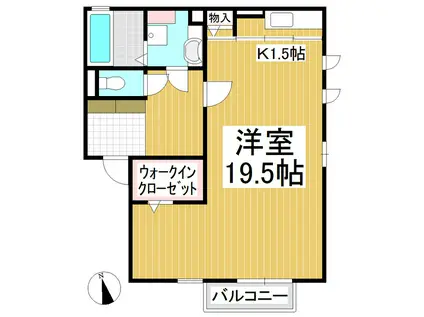 ステラ佐久平 A棟(1K/2階)の間取り写真