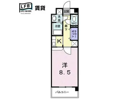 CORDELIA(1K/4階)の間取り写真