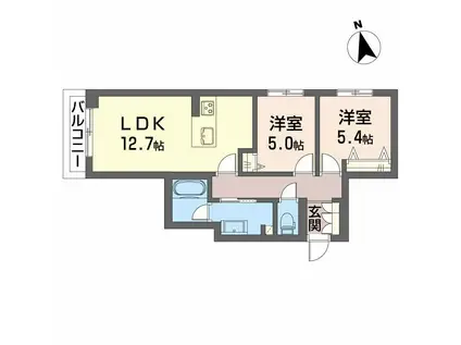 AXIS助信(2LDK/1階)の間取り写真