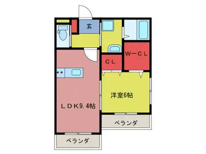 クレール・カーサ(1LDK/1階)の間取り写真