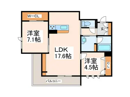 さくらガーデン出水(2LDK/3階)の間取り写真