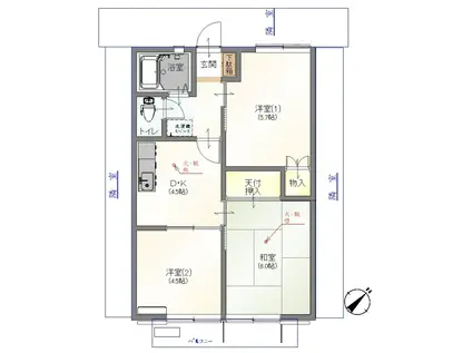 マルモハイム(3DK/2階)の間取り写真