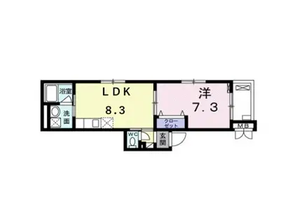 カーサ アルド-レ(1LDK/4階)の間取り写真