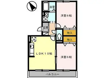ボナール山の田(2LDK/2階)の間取り写真