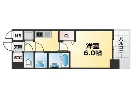 プレサンス神戸長田ラディアラ(1K/7階)の間取り写真