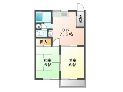 リディア赤坂 A(2DK/2階)の間取り写真