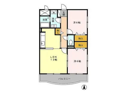 メルヴェイユ(2LDK/3階)の間取り写真