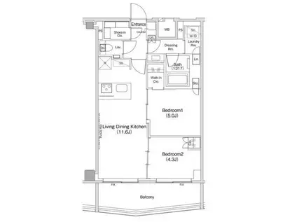 ザ・パークハビオ渋谷クロス(2LDK/10階)の間取り写真