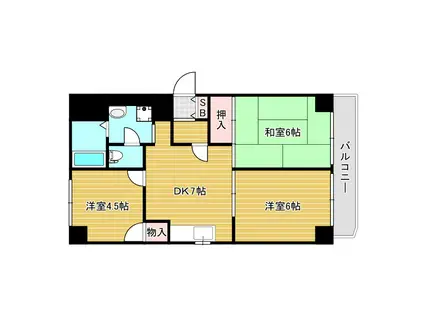 レック西長堀マンション(3DK/10階)の間取り写真
