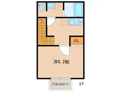 エムケミアI(1K/2階)の間取り写真