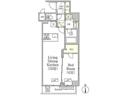 アジールコート品川中延サウス(1LDK/5階)の間取り写真