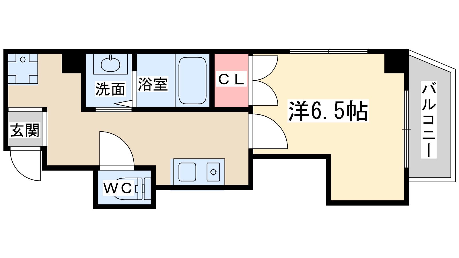 アリバ豊崎(1K/6階)の間取り写真
