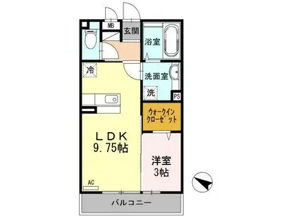 D-ROOM魚津イースト(1LDK/3階)の間取り写真