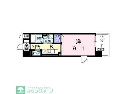 インサイド レター(1K/2階)の間取り写真