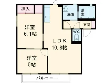 コスモタウン森岡II B棟(2LDK/2階)の間取り写真