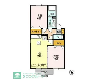 京成松戸線 五香駅 徒歩12分 2階建 築19年(2DK/1階)の間取り写真