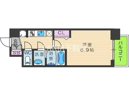 プレサンス天王寺ノースヴィアーレ(1K/2階)の間取り写真