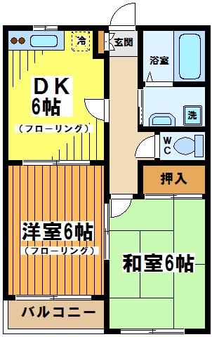 メープルアイ(2DK/2階)の間取り写真
