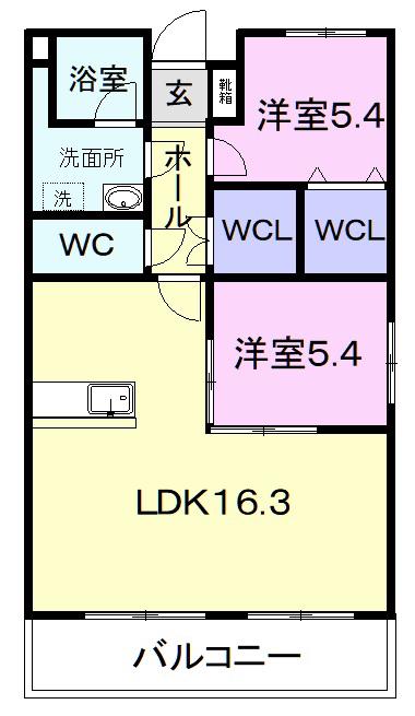 アルストロメリア(2LDK/1階)の間取り写真