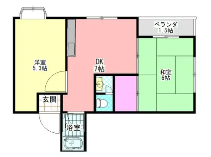ホワイトシティ平野(2DK/5階)の間取り写真