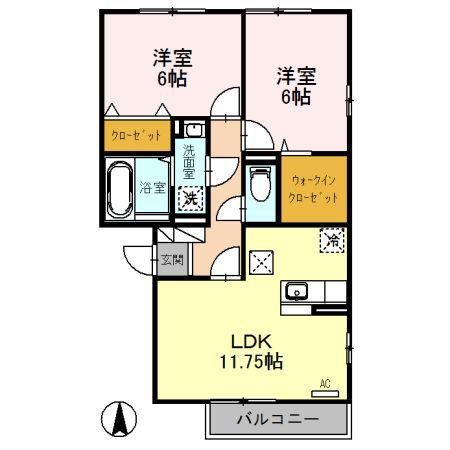 ルミエール(2LDK/1階)の間取り写真