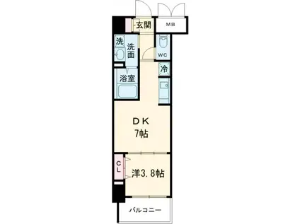 ブランシエスタ明石(1DK/3階)の間取り写真