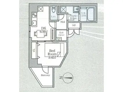 DAIWAグレイスメゾンKAMEIDO(1DK/7階)の間取り写真