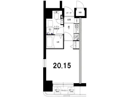 グリフィン横浜・桜木町弐番館(1K/3階)の間取り写真