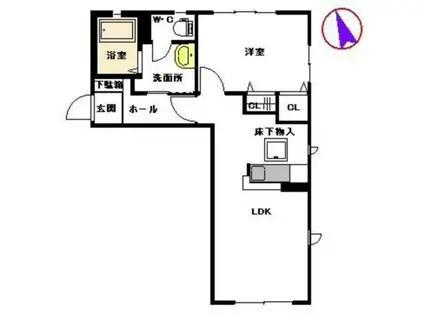 翠翠ガーデンII(1LDK/1階)の間取り写真