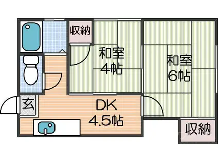 大阪ヨーグルトン(2DK/4階)の間取り写真