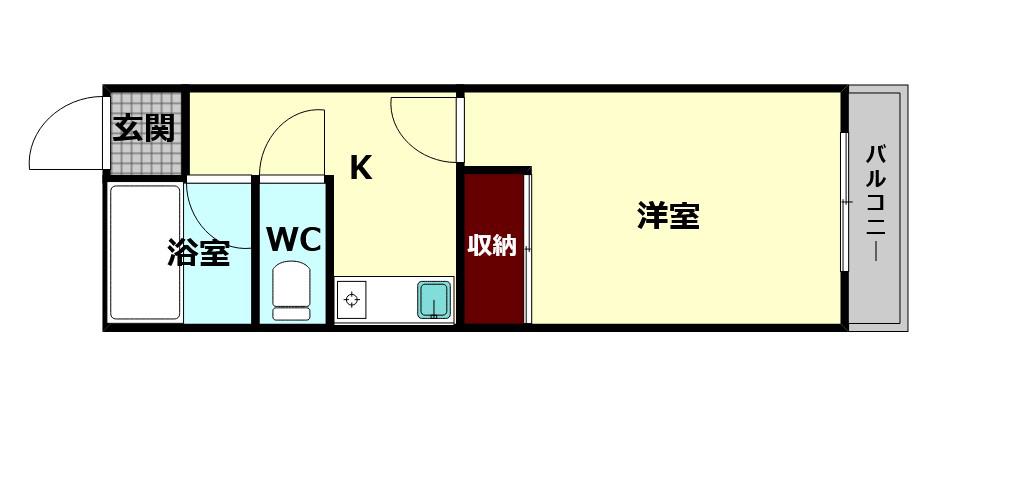 ミユキシティマンション(1K/5階)の間取り写真