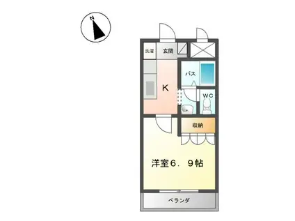 ベルメゾンしらさぎ(1K/2階)の間取り写真
