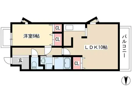 石川橋セブン(1LDK/2階)の間取り写真