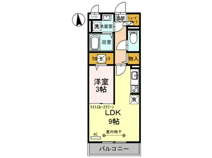 メルヴェーユ(1LDK/2階)の間取り写真