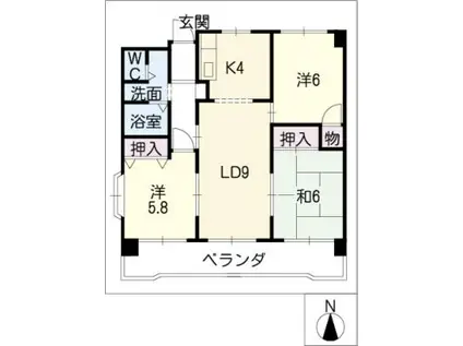 エラン平針(3LDK/10階)の間取り写真