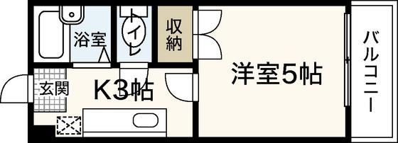 ハラビル(1K/2階)の間取り写真