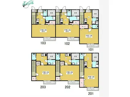 ハピネス(1K/1階)の間取り写真