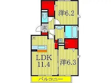 POLARIS(2LDK/3階)の間取り写真