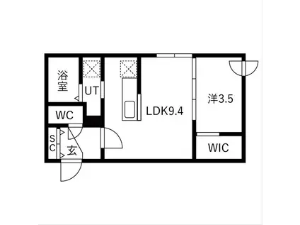HARNESS麻生 (1LDK/3階)の間取り写真
