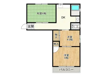 山田マンション(3DK/2階)の間取り写真