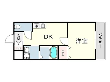 リビングエース平和(1DK/2階)の間取り写真