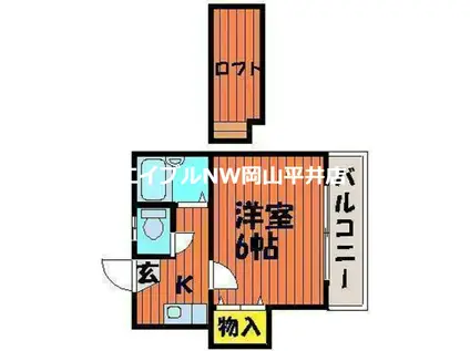 HIM竹田(1K/2階)の間取り写真