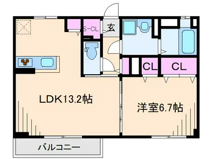 アイリーフラット(1LDK/1階)の間取り写真
