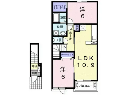 クレストールKIII(2LDK/2階)の間取り写真