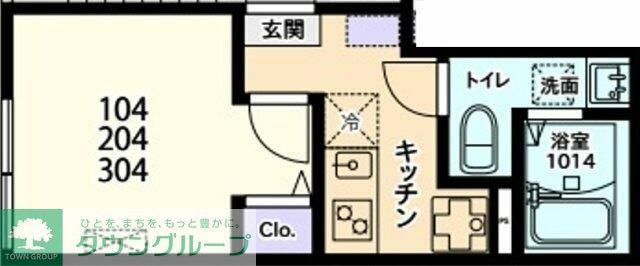 パークテラス大和(1K/1階)の間取り写真