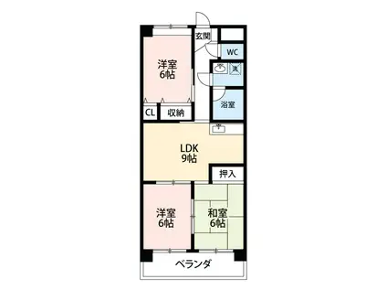 メゾン・ド・ヨサミB棟(3LDK/2階)の間取り写真